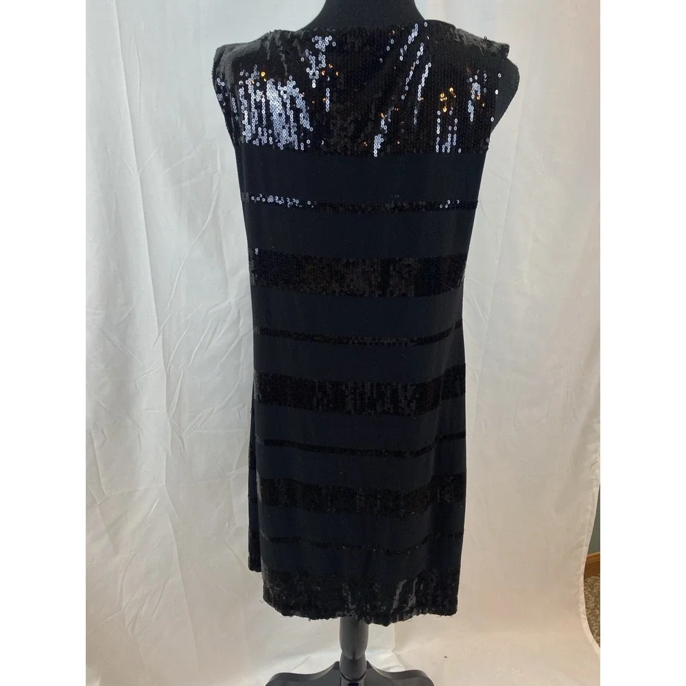 White House Black Market‎ Women's Size Small Black Sequin Striped  Sheath Dress